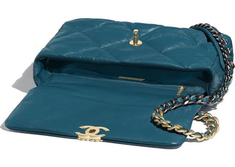 chanel 19 flap bag goatskin gold/ruthenium-tone turquoise in goatskin|chanel mini flap bags.